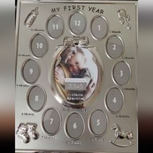 Silver Baby's First Year Photo Frame